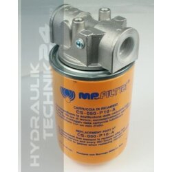 Hydraulik Rohrleitungsfilter 58 l/min kpl. Geh&auml;use mit Filterelement 25 &micro;m
